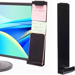 Black Computer Monitor Memo Board with Clip, Holds Phone and more